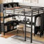 Lit mezzanine en métal avec rangement et tablettes, noir, armoire pleine grandeur pour bureau pour adolescents, adultes-529188801