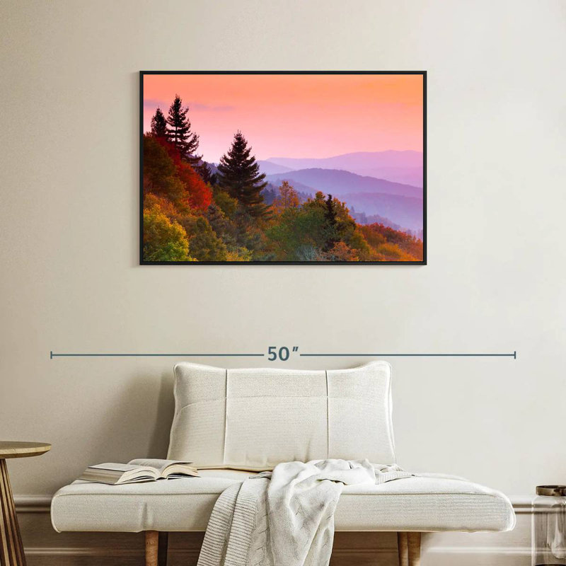 Automne lever de soleil, Cadre flottant noir, 37 po x 25 po