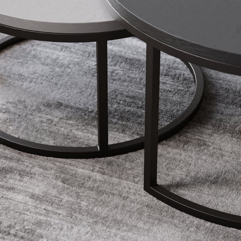 Ensemble de tables basses gigognes Fero (24 à 32 po), Noir/gris