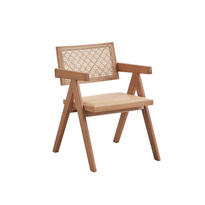 Chaise avec accoudoirs en rotin et finition naturelle Velentina (ensemble de 2)
