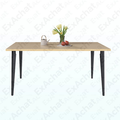 63-inch Modern Dining Table, Wooden Tabletop & Rust-Resistant Iron Legs, Rectangular Kitchen Table for 6-8 People, Rustic Industrial Design for Dining