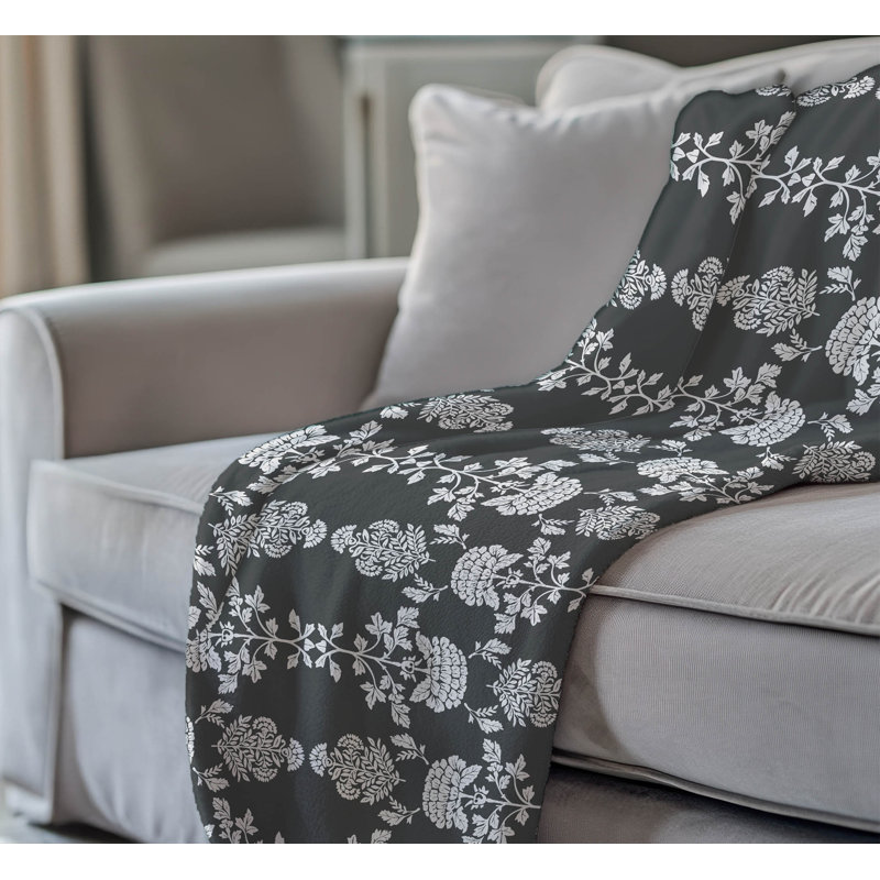 Jeté en molleton en velours pia, Gris anthracite, L 60 po x l 50 po
