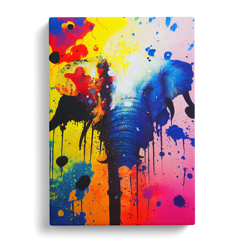 Elephant Paint Splash No.1 Abstract - Wrapped Canvas, 50cm H x 35cm W x 3cm D