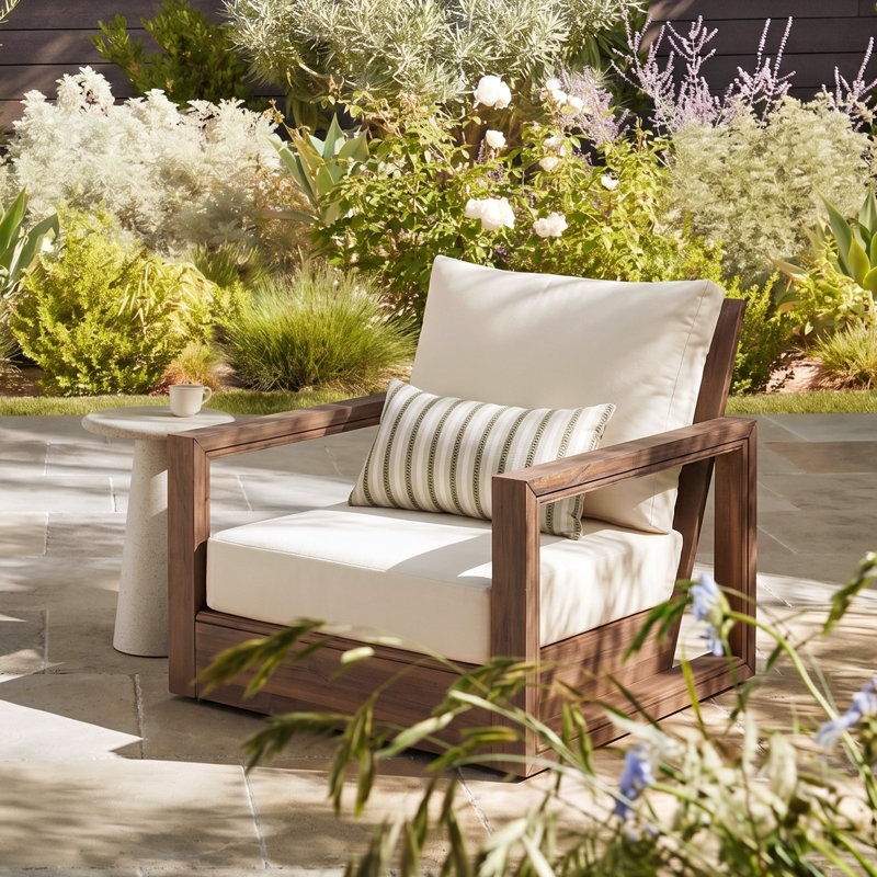 Chaise pivotante d'extérieur en bois d'acacia à 360 degrés Donnie