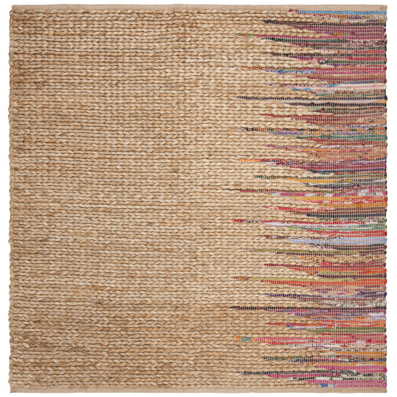 Plympt Hand Woven Jute, Cotton Rug, Square 6'