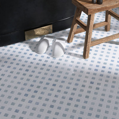 Carreau de mosaïque en marbre poli naturel bleu naturel 12,01 po x 12,01 po