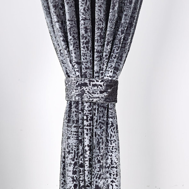 Adelen Velvet Blackout Curtain Pair, Grey, 229cm Width x 137cm Drop