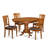 7 Piece Dining Table Set Consist of an Oval Dining Room Table with Butterfly Leaf and 6 Wood Seat Chairs, Saddle Brown