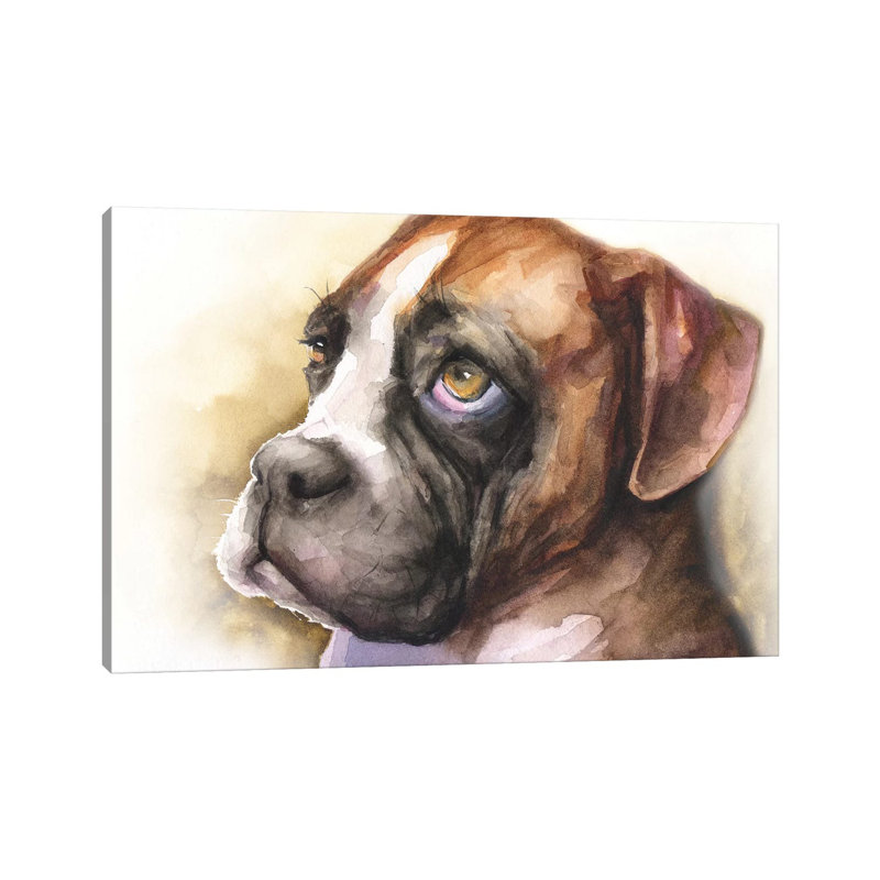 Boxer Puppy Light Background by George Dyachenko - Painting on Canvas, Wrapped Canvas, 66.04cm H x 101.6cm W x 1.91cm D