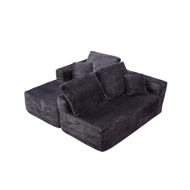 Canapé d'angle Cloud de 254 cm avec méridienne en L, canapé modulaire moderne à assise profonde, aucun assemblage requis, emballage compressé, ressorts ensachés et mousse, tissu moelleux