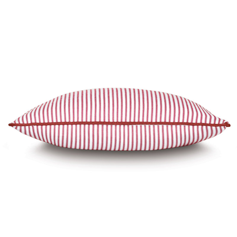 Red and White Striped Rectangular Cotton Pillow