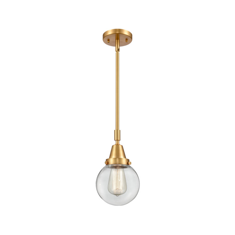 Luminaire suspendu à 1 lumière Lorri, H 43,62 po x l 6 po x P 6 po, Transparent, Or satiné