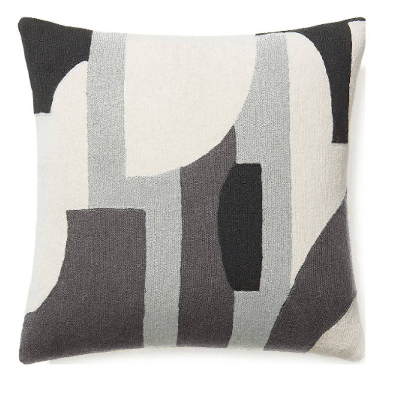 Composition Hand-Embroidered Chain Stitch Pillow, Cream/Ice/Dark Gray/Charcoal