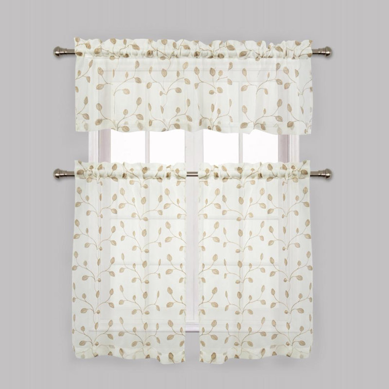 Hair Floral Tailored Kitchen Curtain, Taupe