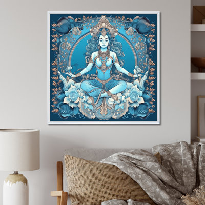 Divine Déesse Yogini en bleu sur toile