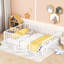 Cadre de lit blanc en métal avec clôture et porte pour grand lit enchanteur-2112076346-2112076349