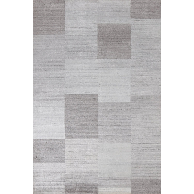 Tapis oriental à carreaux en laine Gabbeh noué à la main 6 x 8