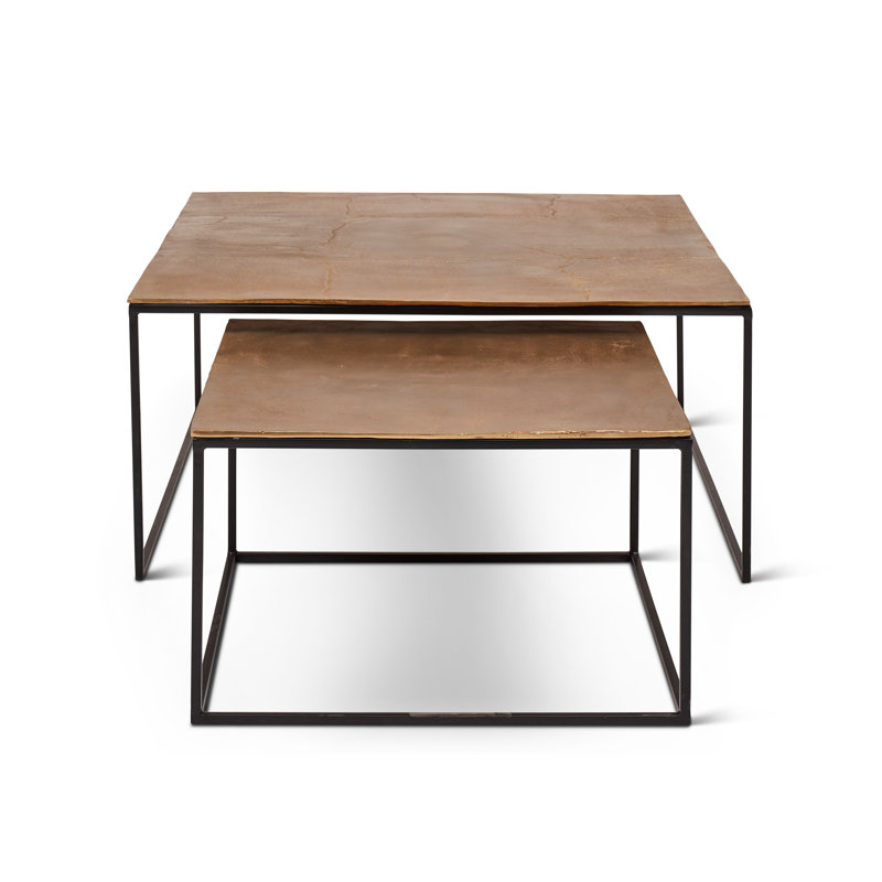 Mudra Nesting Coffee Table, Antique Brass