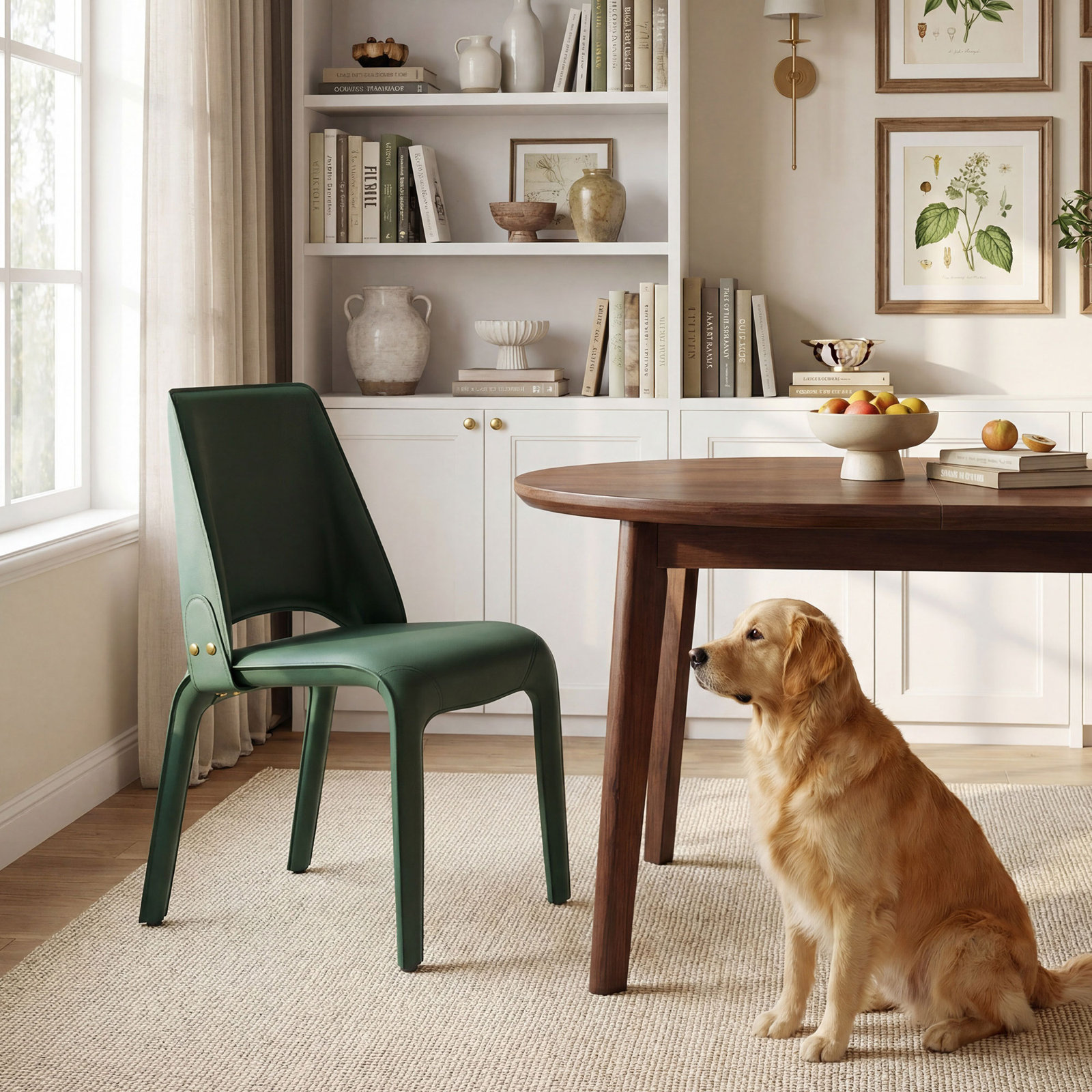 Vannes Vegan Leather Dining Chair, Green, 1, No Assembly Needed