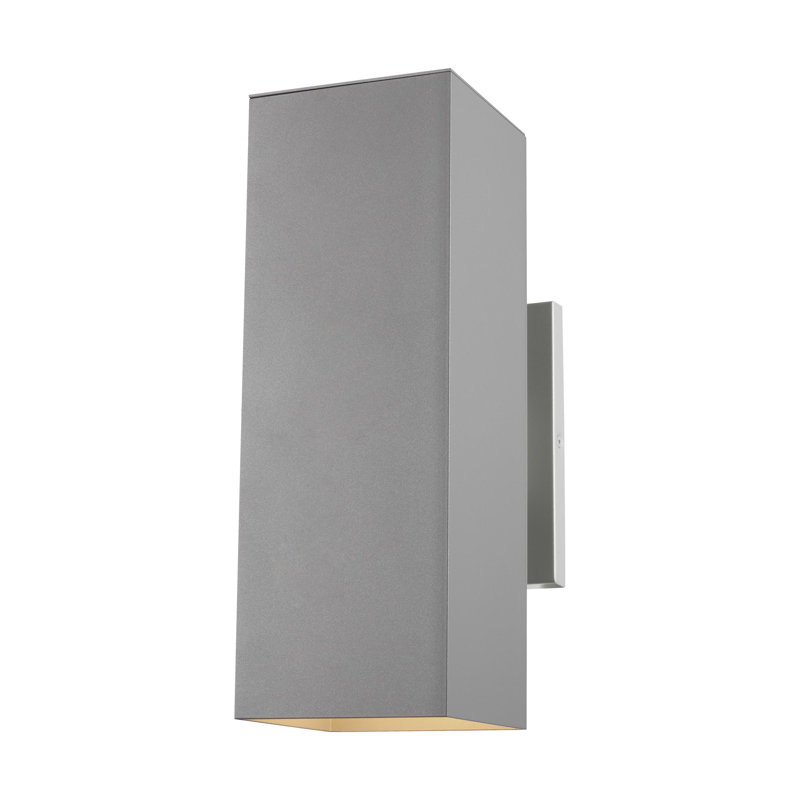Medium Two Light Outdoor Wall Lantern, Painted Brushed Nickel, 14.25" H x 5" W x 7.75" D, No