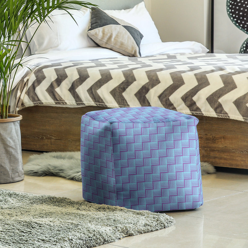 Repose-pieds cubique à rayures classic basketweave, Mauve / bleu sarcelle