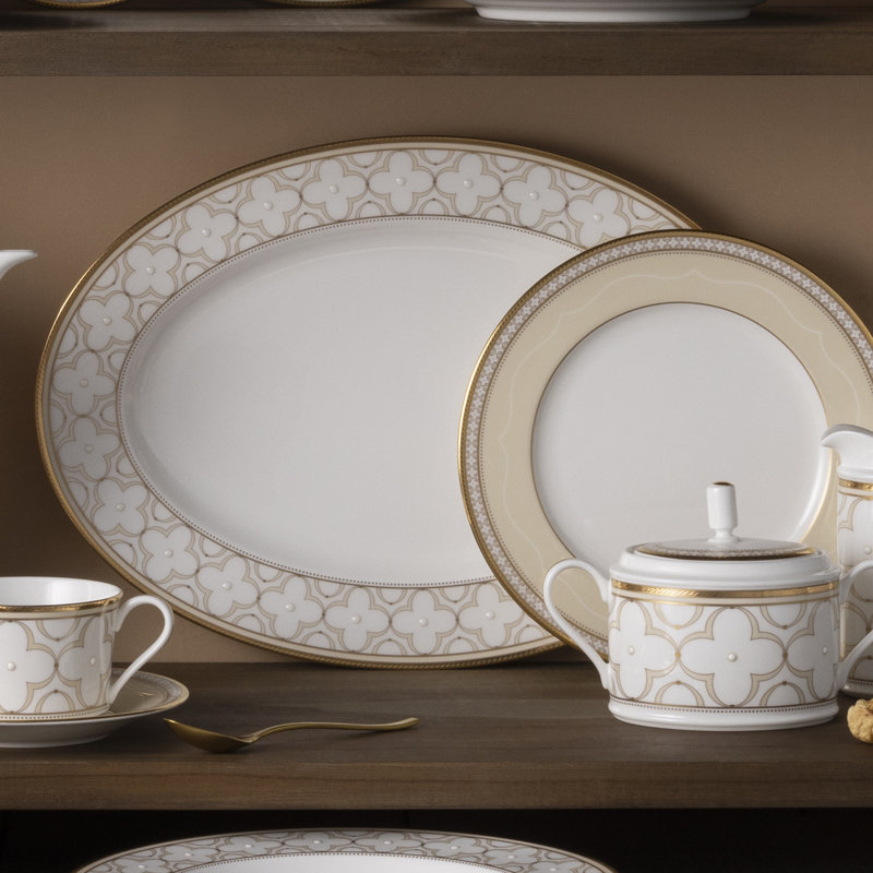 Noritake Trefolio Gold Oval Platter, 14"