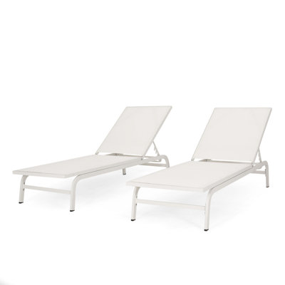 2 Chaise Lounge Outdoor In White Color - Nylon Mesh, Aluminum Frame, Hand-crafted, Assembly Lounges Handmade (2 Units