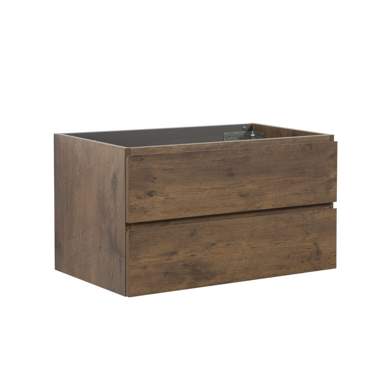 Armoire murale noyer sans cuve 36W - 105, deux tiroirs, silencieuse, indication de rangement abondante, cuve moderne 105, noyer, pré-assemblée, fermeture, amplement de force