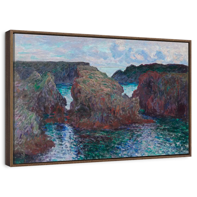 Rochers de Belle-Île à Port-Goulphar, 1886, 19 po x 13 po, Cadre flottant noyer
