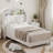 2 PCS Twin Bed Frame for Kids, Upholstered Velvet Platform Bed for Boys/Girls with Wingback, Storage Bookcase Headboard & LED Lights, No Box Spring Needed, Noise-Free, Easy Assembly-1652358085