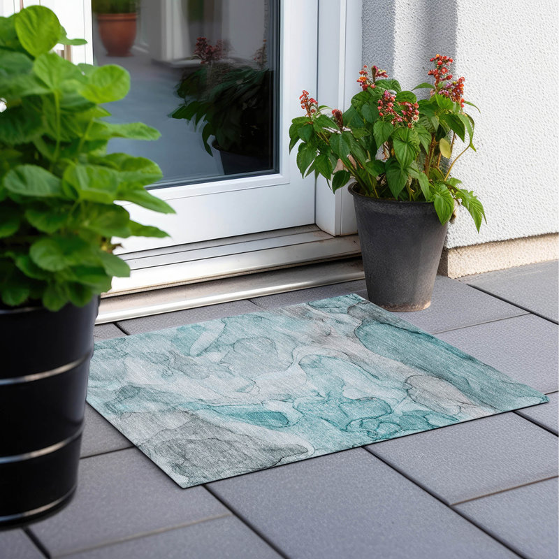 Abstract Indoor / Outdoor Rug, Rectangle 1'8" x 2'6"