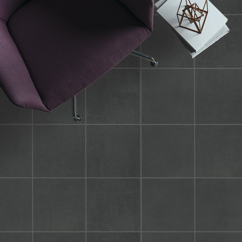 High Street 12'' W x 12'' L Porcelain Concrete Look Singular Tile, Charcoal