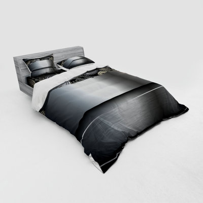 Ensemble de housse de couette en microfibre grise moderne et contemporaine