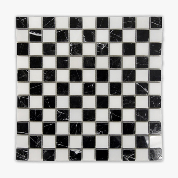 Nero Marquina 12" x 12" Marble Grid Mosaic Wall & Floor Tile