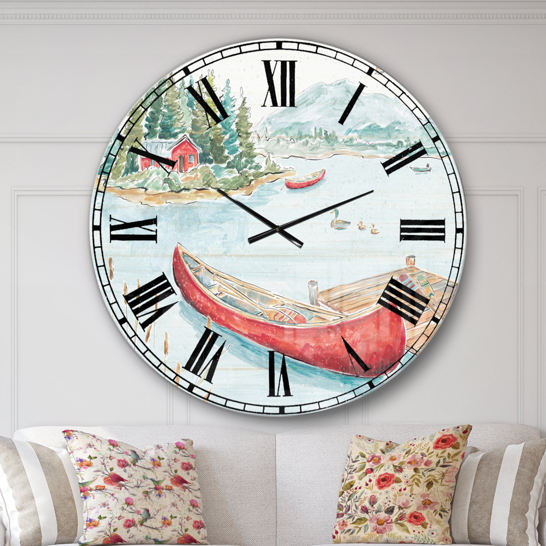 Lake House Canoes II - Lake House wall clock East Urban Home 