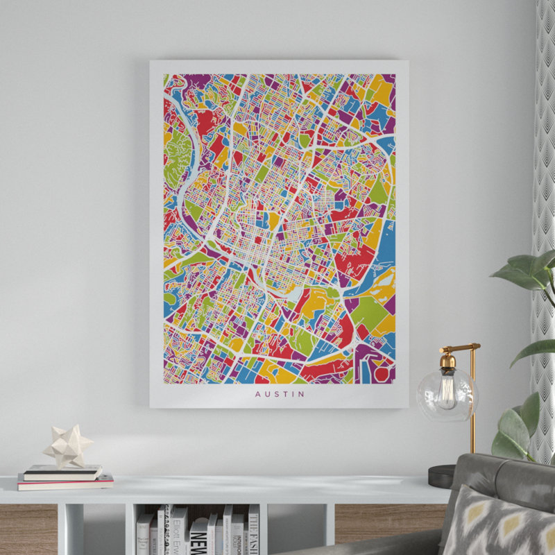 «Austin Texas City Map IV», impression sur toile tendue, H 24 po x l 18 po x P 2 po