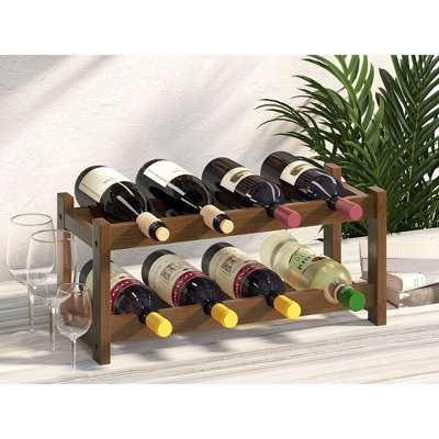 Support à vin autoportant pour 8 bouteilles à 2 niveaux