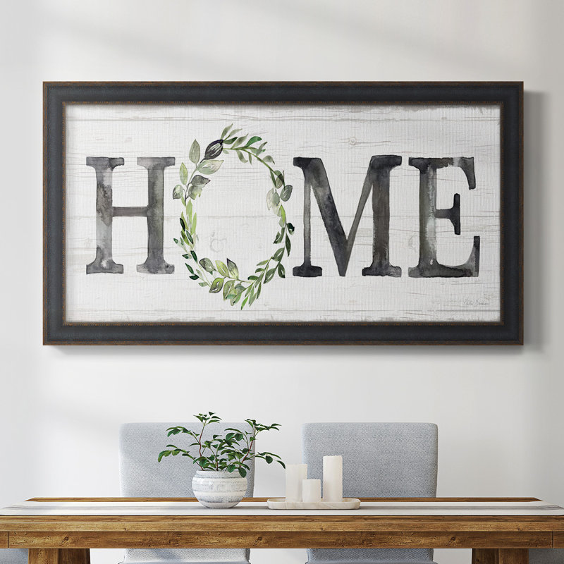 Grey Home Wreath - reproduction de cadre photo sur toile simple, H 25 po x l 45 po x P 2,5 po