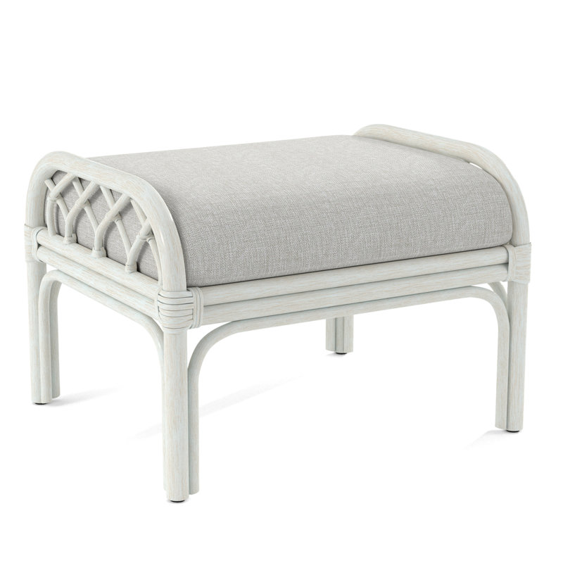 Edgewater Ottoman, Bisque, White Performance Fabric; 0851-94