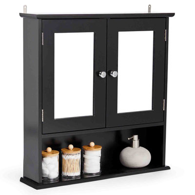 560mm W 580mm H Wall Mounted Required Framed Medicine Cabinet With Mirror And Adjustable Shelf