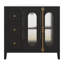 Meuble-lavabo de 36 po avec lavabo en céramique, armoire de rangement avec 2 portes en verre à fermeture en douceur et trois tiroirs