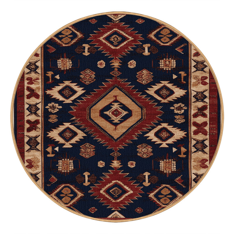 Machine Washable Persian Brown Area Rug, Round 6'