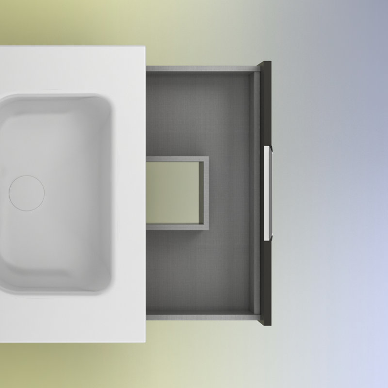 Jerius 600mm Single Bathroom Vanity with Integrated Ceramic Basin, Grey, Sandblasted Grey 