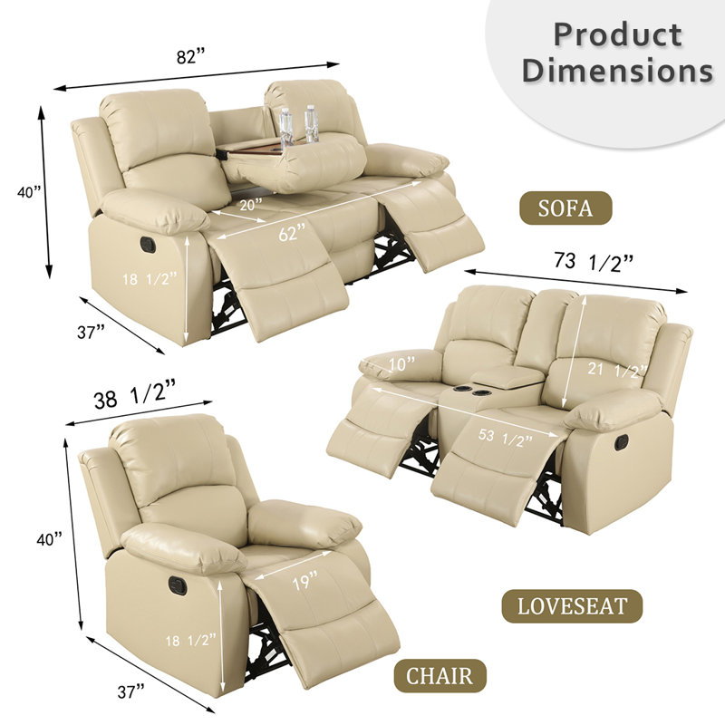 Keayon Faux Leather Recliner, Beige Faux Leather