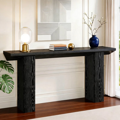 Console 63 po, canapé long en bois