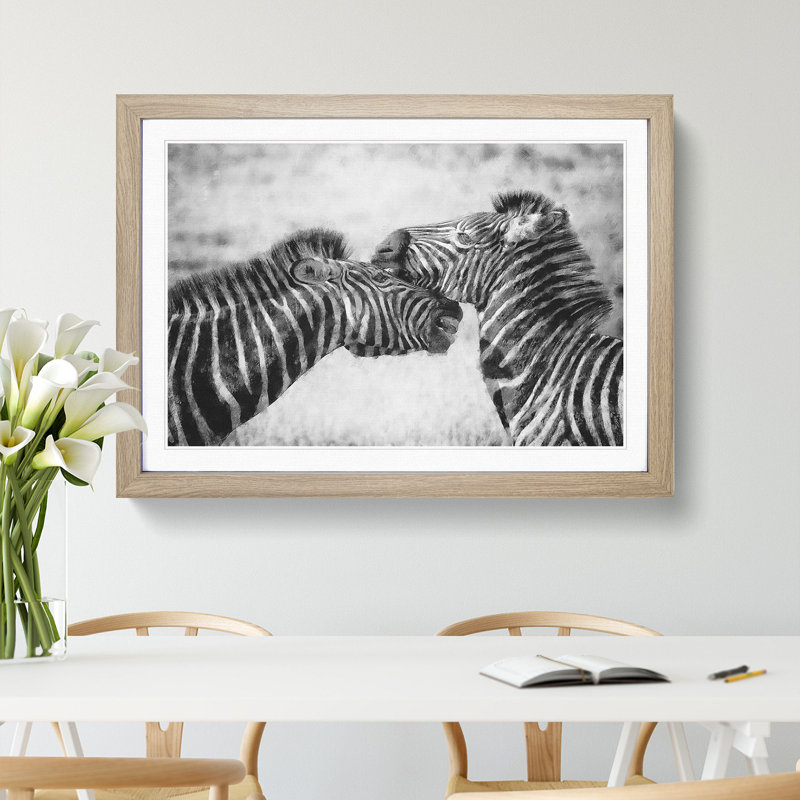 Zebras Vol.1 - Picture Frame Painting, 36cm H x 48cm W x 2cm D, Oak