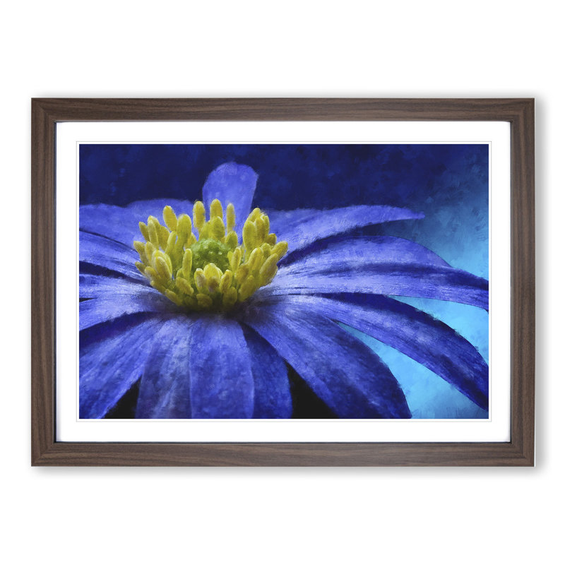 Blue Flower - Picture Frame Painting, 27cm H x 36cm W x 2cm D, Walnut Framed