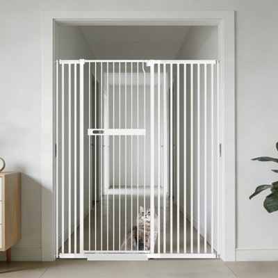 Barrière extra haute pour animaux de compagnie, barrière de sécurité réglable en métal à fermeture automatique pour les escaliers, les portes et les couloirs