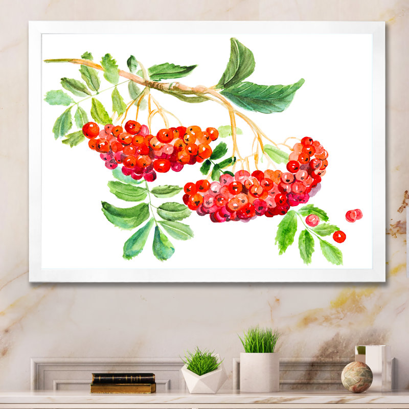 Red Viburnum Opulus Leaves - reproduction sur toile avec cadre flottant, Impression blanche sur toile encadrée