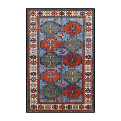Tapis oriental rouge et bleu